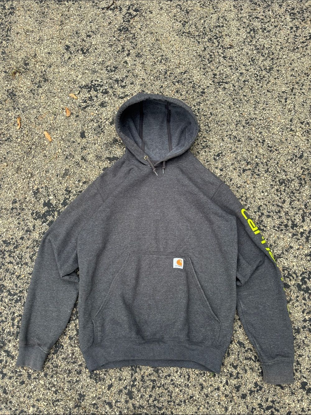Vintage Y2K Carhartt Mens Small Heavy Cotton Blend Charcoal Spell Out Pullover H